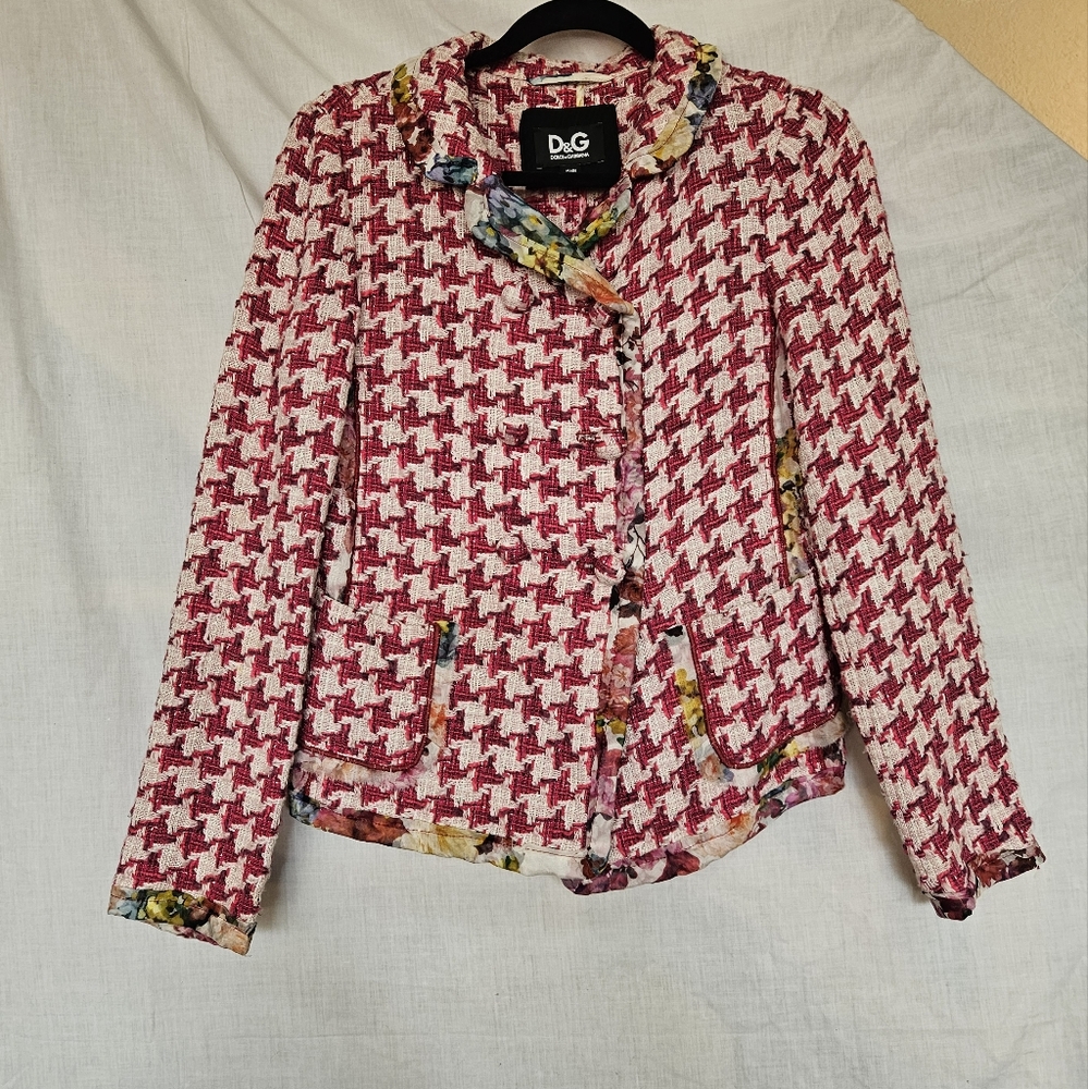 Size 40 D&G Women's Pink and White Jacket